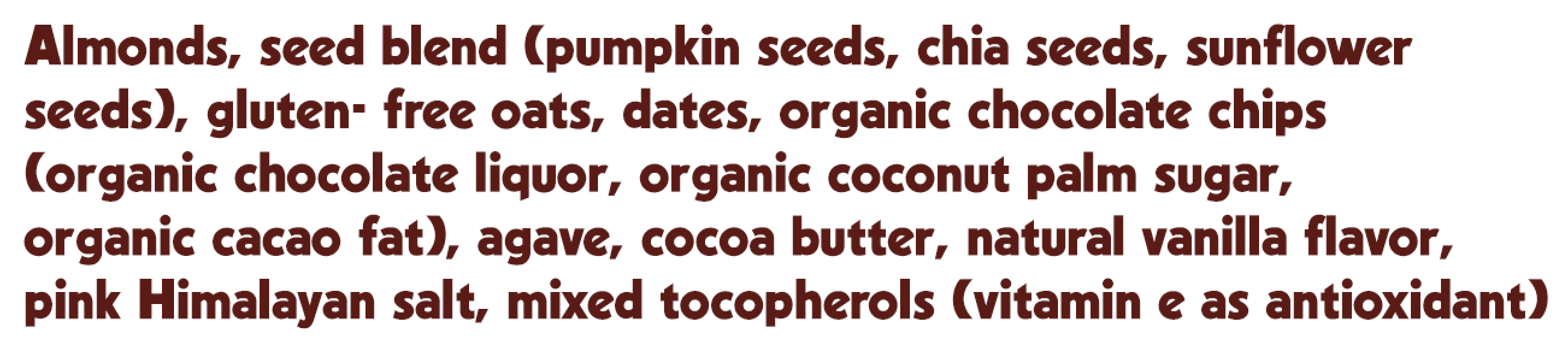 Dark Chocolate Almond ingredients
