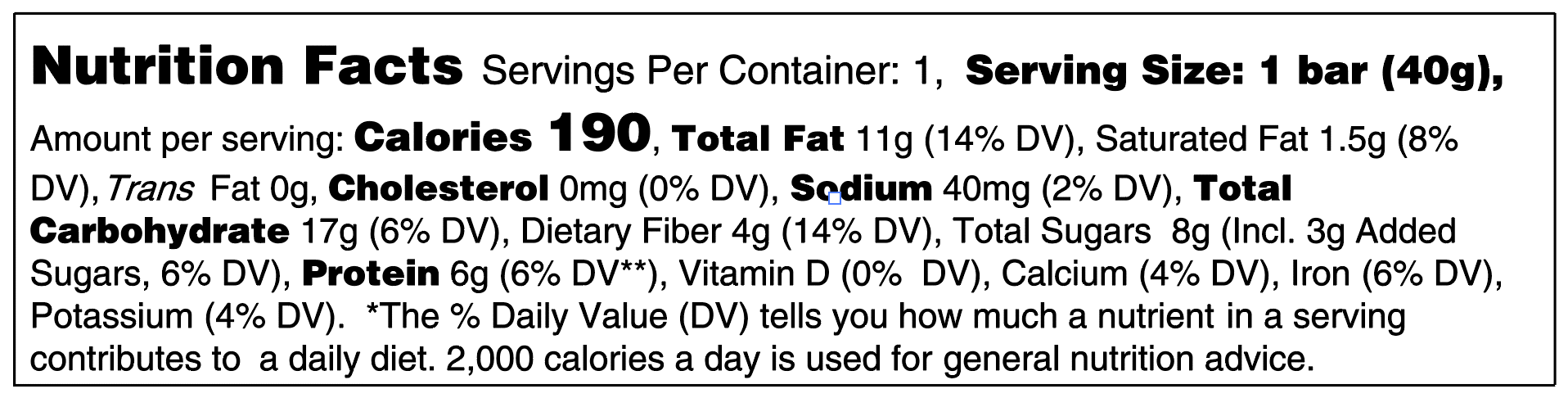 Macadamia Nut nutrition facts 1.4oz