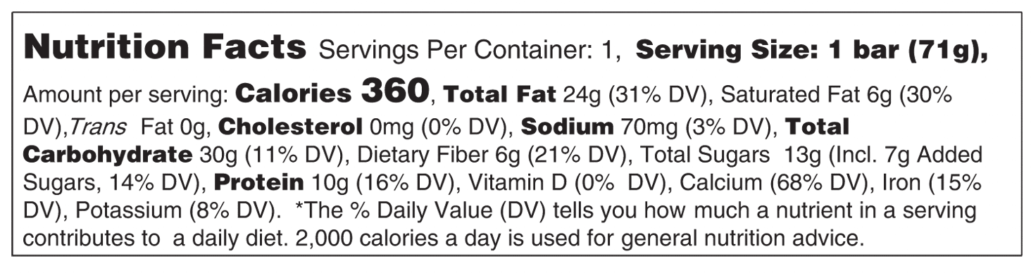 Peanut Butter nutrition facts 2.5oz